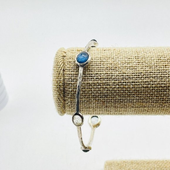 Faceted Bead Bangle Bracelet Silver Tone Stations Classic Career Cosplay LARP - Picture 6 of 6